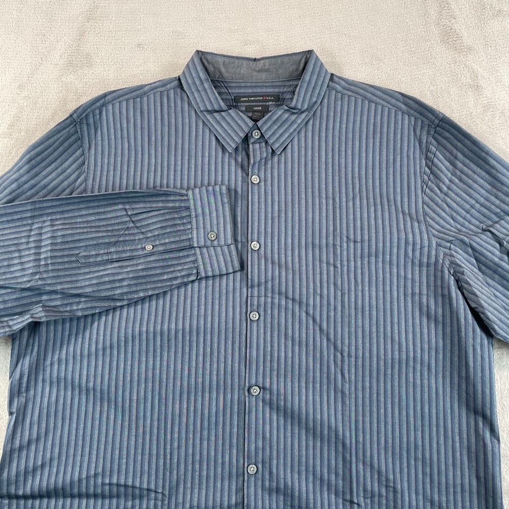 John Varvatos USA Luxe Shirt Men 2XL Midnight Blue‎ Long Sleeve Designer NWOT